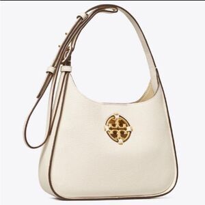 Tory Burch Miller Pebbled Leather white Hobo Shoulder Bag
